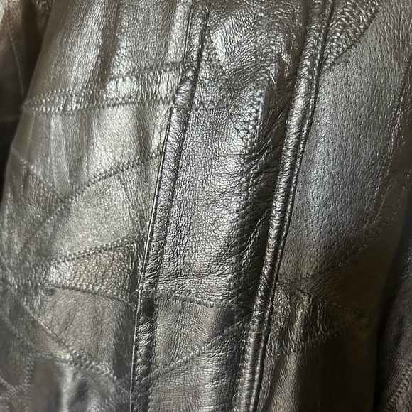 Leather Bomber Jacket Vintage Patchwork - Picture 11 of 13